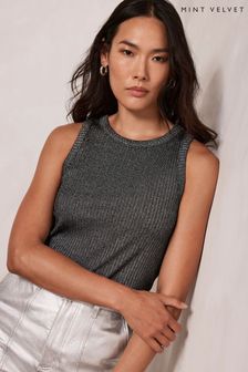 Mint Velvet Grey Metallic Vest Top (Q82112) | €18