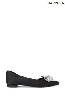 Carvela Regal Bow Flat Black Shoes (Q82126) | €186