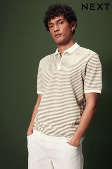 Neutral/White Horizontal Stripe Polo Shirt (Q82200) | €32