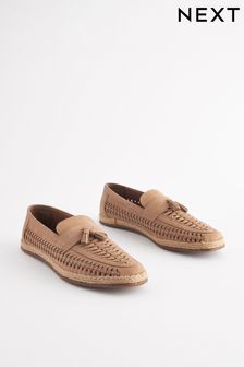 Stone Leather Woven Loafers (Q82209) | SGD 92