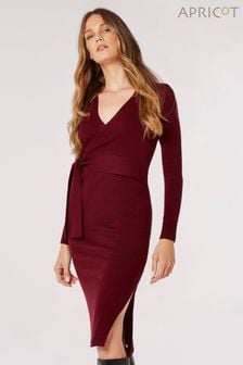 Apricot Red Wrap Detail Knitted Midi Dress (Q82297) | SGD 72