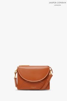 Jasper Conran London Darcey Leather Double Flap Cross-Body Brown Bag (Q82415) | €343