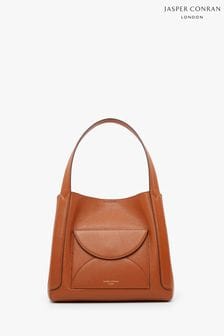 Jasper Conran London Darcey Leather 3 Section Brown Hobo Bag