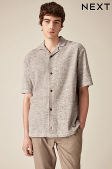 Neutral Textured Jersey Short Sleeve Shirt (Q82559) | €33