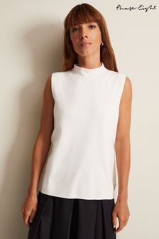 Phase Eight White Sleeveless Funnel Neck Miley Tank (Q82726) | AED272