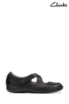 Clarks Black Leather Un Loop Strap Shoes (Q82735) | kr1 460