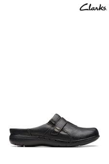 Clarks Black Leather Un Loop Ease Shoes (Q82736) | €114
