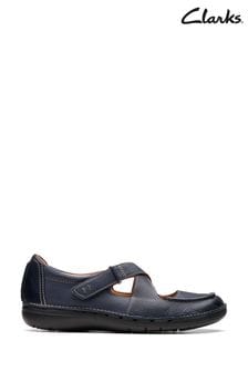Clarks Blue Leather Un Loop Strap Shoes (Q82740) | €114