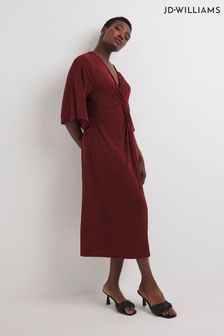Jd Williams Anschmiegsames Kleid mit gedrehtem Design, Weinrot (Q82883) | 24 €