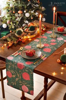 Paoletti Green Pomegranate Large Christmas Table Runner