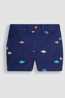 JoJo Maman Bébé Navy Blue Stegosaurus Embroidered Twill Shorts (Q82950) | €32