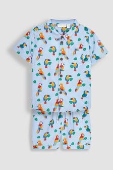 JoJo Maman Bébé Blue Tropical Bird Printed Shirt & Shorts Set (Q82969) | €45