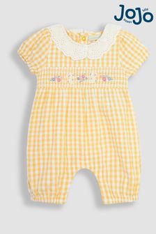 JoJo Maman Bébé Yellow Bunny Embroidered Pretty Romper (Q82981) | €40