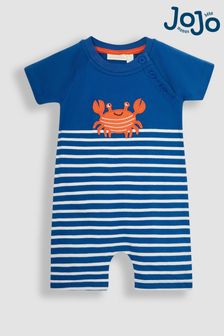 JoJo Maman Bébé Denim Blue Crab Appliqué Romper (Q82996) | 99 QAR