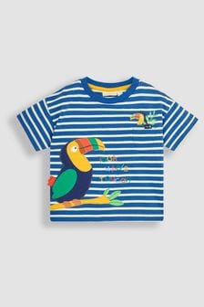 Kobaltblau mit Tukanmotiven - tJojo Maman Bébé T-Shirt mit Tasche und Applikation (Q83000) | 27 €