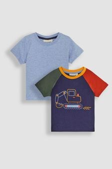 JoJo Maman Bébé Navy Digger 2-Pack Placement Print T-Shirts (Q83016) | €31