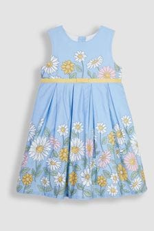 JoJo Maman Bébé Blue Sunflower Pretty Pleated Party Dress (Q83031) | €24