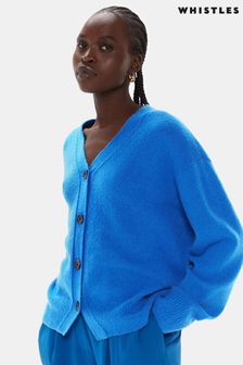 Whistles Blue Textured Placket Cardigan (Q83115) | €156