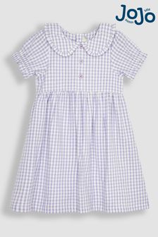 JoJo Maman Bébé Lilac Purple Gingham Button Front Collar Tea Dress (Q83123) | NT$1,070