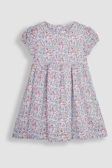 JoJo Maman Bébé Pink Summer Ditsy Floral Puff Sleeve Jersey Dress (Q83132) | ￥3,170