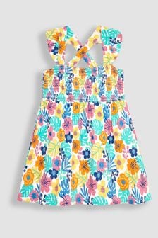 JoJo Maman Bébé Multi Floral Cross Back Smocked Jersey Dress (Q83137) | $32