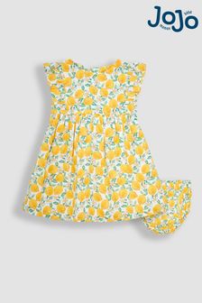 JoJo Maman Bébé White Lemon Bloom Pretty Summer Baby Dress (Q83143) | 129 QAR