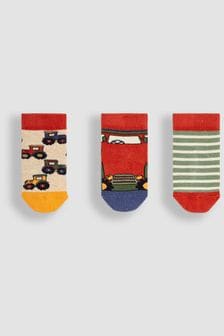 JoJo Maman Bébé Rust 3-Pack Tractor Socks (Q83173) | $16