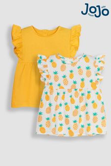 JoJo Maman Bébé Cream 2-Pack Pineapple & Frill Shoulder T-Shirts (Q83210) | HK$216