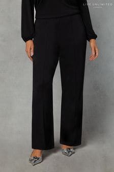 Live Unlimited Curve - Petite Jersey Bootleg Black Trousers (Q83216) | LEI 292