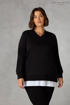 Live Unlimited Curve Jersey Layered Black Sweatshirt (Q83231) | kr1 010