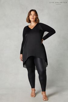 Live Unlimited Curve Satin-Front-High-Low-Tunika in Schwarz (Q83235) | 90 €