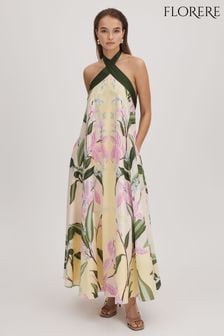 Сукня міді з принтом з квітковим вирізом (Q83285) | 14 190 ₴