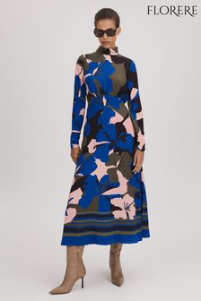 Florere Printed Zip Cuff Midi Dress (Q83324) | kr3 630