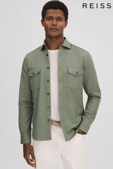 Reiss Pistachio Arlo Cotton Canvas Overshirt (Q83338) | €170