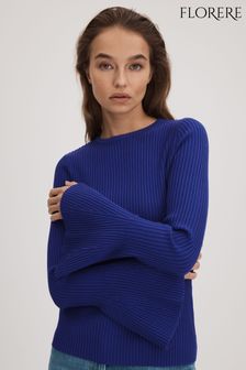 Svetlo modra - Rebrast pulover z razširjenimi manšetami Florere (Q83340) | €146