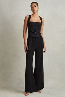 Reiss Black Callie Belted Corset Top (Q83341) | SGD 353