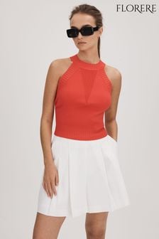 Deep Coral - Florere Knitted Halter Neck Vest (Q83356) | kr1 250