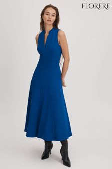 Яскраво-синій - Сукня міді на блискавці Florere спереду (Q83358) | 11 329 ₴
