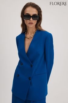 Florere Collarless Double Breasted Blazer (Q83398) | $339