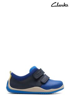 Clarks Blue Combi Leather Noodle Fun T-Bar Shoes (Q83399) | kr700