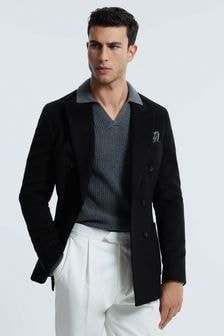 Reiss Navy Brook Atelier Cashmere Modern Fit Double Breasted Blazer (Q83402) | $1,287