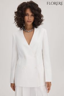 Florere Collarless Double Breasted Blazer (Q83418) | OMR102