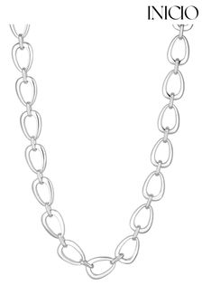 Inicio Recycled Sterling Silver Plated Open Linked Necklace - Gift Pouch