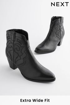 Black Extra Wide Fit Forever Comfort® Stitched Detail Ankle Western/Cowboy Boots (Q83499) | €90.50