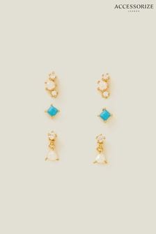 Accessorize 14ct ゴールドトーン スタッズ 3 個セット (Q83561) | ￥3,520