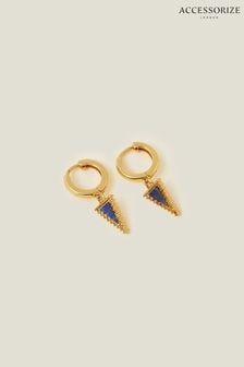 Accessorize 14ct Gold Plated Triangle Lapis Hoops (Q83578) | €11
