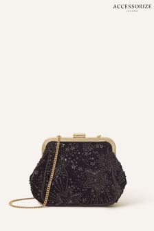 Accessorize Star Embellished Black Clip Frame Bag (Q83589) | $88