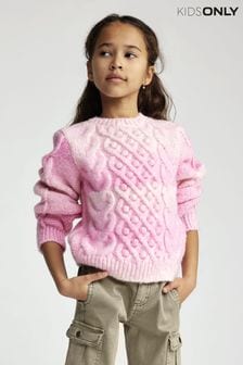 Rosa - Only Kinder Kuscheliger Strickpullover mit Zopfmuster (Q83649) | 20 €