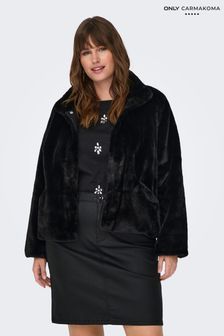 ONLY Curve Black Faux Fur Short Jacket (Q83657) | €85
