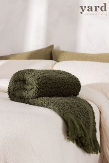 Yard Lichen Green Ulsmere Boucle Fringed Throw (Q83682) | €100